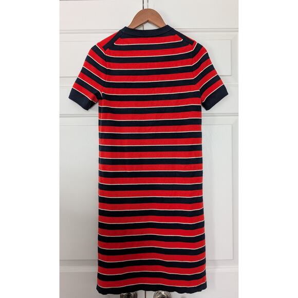 J. Crew Orange and Navy Striped Short Sleeve Sweater Dress - Picture 6 of 6